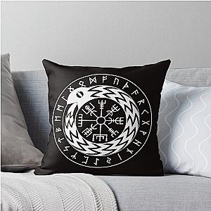 Norse Mythology Jormungandr Vegvisir with Runes Throw Pillow
