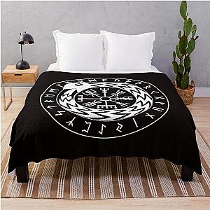 Norse Mythology Jormungandr Vegvisir with Runes Throw Blanket