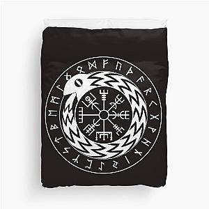 Norse Mythology Jormungandr Vegvisir with Runes Duvet Cover