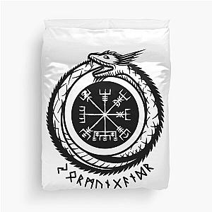 Jormungandr -  Norse Mythology - runic compass Duvet Cover