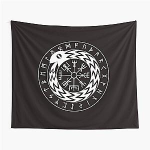 Norse Mythology Jormungandr Vegvisir with Runes Tapestry