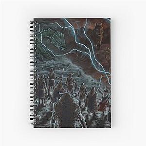 viking warriors facing fenrir and jormungand Spiral Notebook