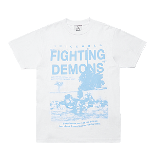 Juice Wrld T-Shirts - Fighting Demons Memory Tee White 