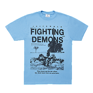 Juice Wrld T-Shirts - Fighting Demons Memory Tee Blue 