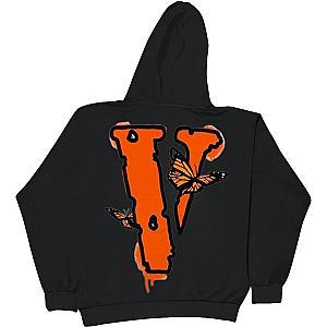 Juice Wrld Hoodies - Juice Wrld x Vlone Butterfly Black Color Graphic Hoodie