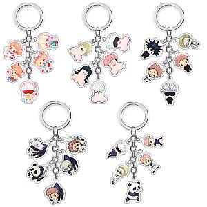 Jujutsu Kaisen Keychains - Cute Funny 5 In 1 Anime Acrylic Pendant Key Ring