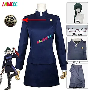 Anime Jujutsu Kaisen Cosplay Costume Maki Zenin Wig Top Skirt