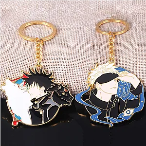 Anime Jujutsu Kaisen Gojo Satoru Fushiguro Megumi Figure Enamel Keyring