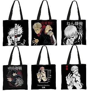 Japanese Anime Jujutsu Kaisen Characters Print Tote Bags