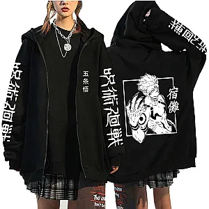 Jujutsu Kaisen Gojo Satoru Anime Graphic Print Zipper Jackets Hoodies