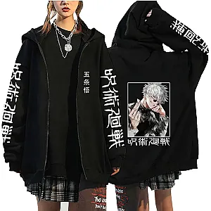 Anime Jujutsu Kaisen Gojo Satoru Sweatshirts Streetwear Zip Up Hoodies