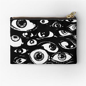 The evil eyes 2024 in BW of Evil eyes horror style Zipper Pouch