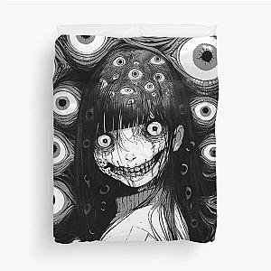 Creepy manga Girl Scary Eyes Horror Halloween Frightening Duvet Cover