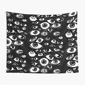 The evil eyes 2024 in BW of Evil eyes horror style Tapestry