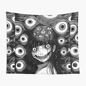 Creepy manga Girl Scary Eyes Horror Halloween Frightening Tapestry