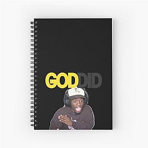 Kai Cenat, Official Kai Cenat God Did Merch, *RARE* AMP Colored God Did Stickers, T-Shirts & More Spiral Notebook