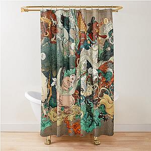 Japanese kaiju monsters Shower Curtain