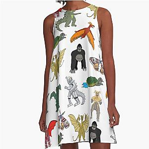 Colorful Kaiju A-Line Dress