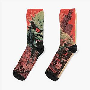 Kaiju Scary Destroy City Socks