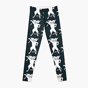 Demon horned goat (white) mic drop funny Leggings