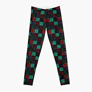 Rustic Red Green and Blue Patchwork Leggings