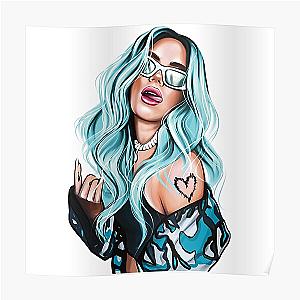 Karol G with Blue Hair Illustration Poster RB2306