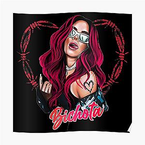 Karol G with red Hair Illustration with Bichota Poster RB2306