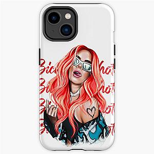 New look Karol G with Red Hair Illustration with Bichota Words on the background iPhone Tough Case RB2306