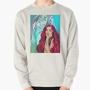 Rectangle Karol G with Red Hair Illustration  Pullover Sweatshirt RB2306