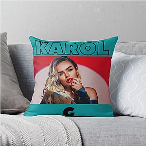 Karol G Vintage with toska background Throw Pillow RB2306