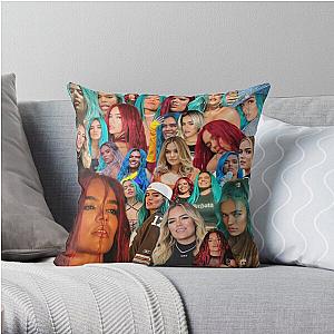 Karol G collage Throw Pillow RB2306