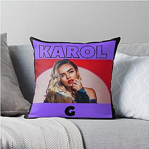 Karol G Vintage with purple background Throw Pillow RB2306