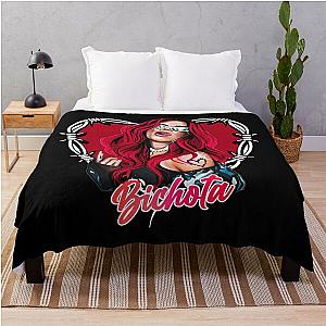 Karol G with red Hair Illustration with Bichota Throw Blanket RB2306