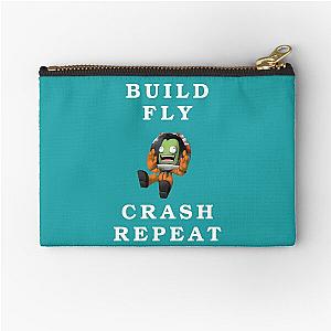 Build Fly Crash Repeat - Kerbal Space Program Kerbals Zipper Pouch