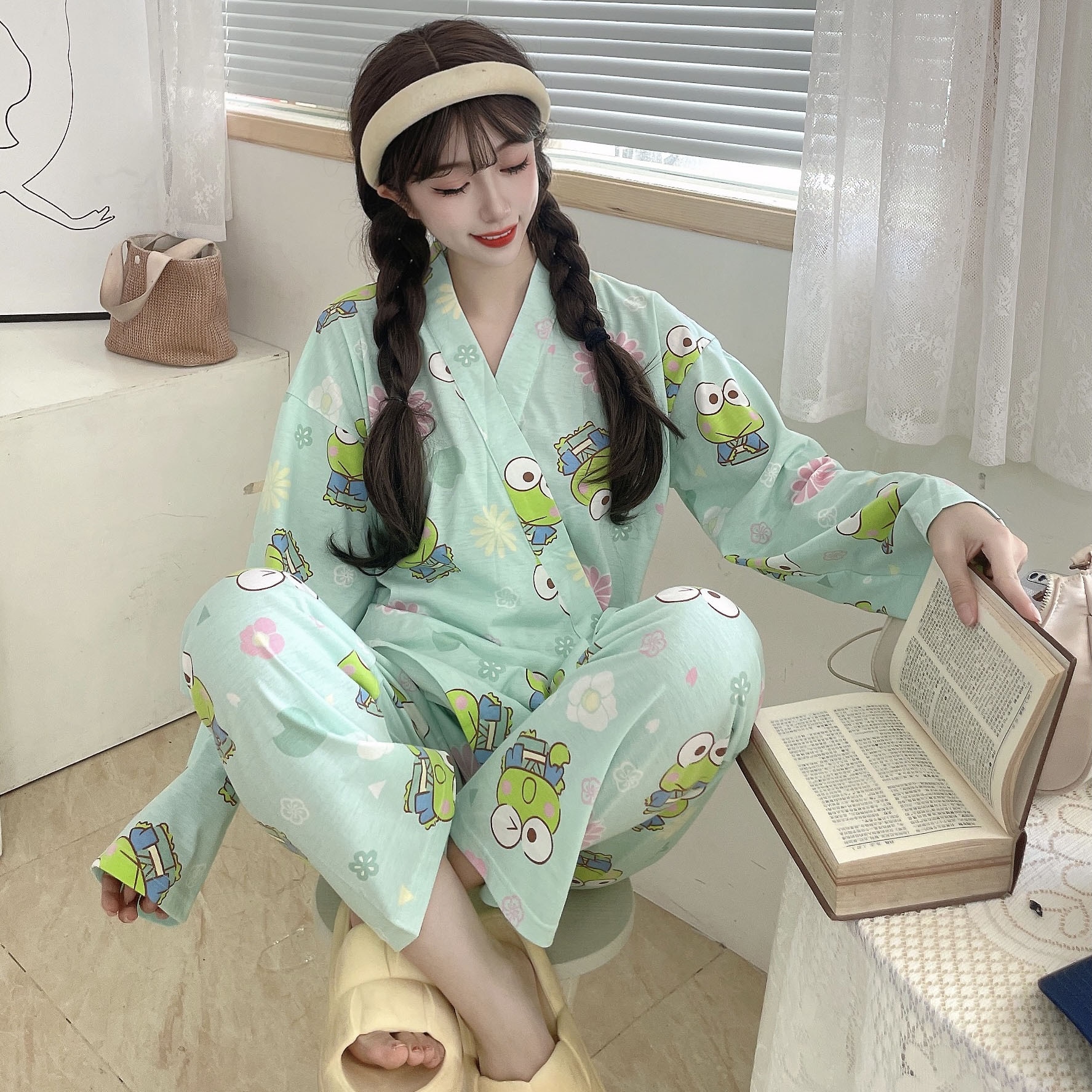 Kero Keroppi Kimono Pajamas Two Piece Set | Keroppi Plush Shop ...