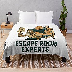 Dwayne Johnson and Kevin Hart Escape Room Expert Cartoon Design Throw Blanket
