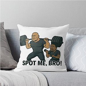 Dwayne Johnson, Kevin Hart, Funny Gym Cartoon, Spot Me Bro, Throw Pillow