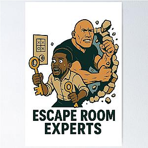 Dwayne Johnson and Kevin Hart Escape Room Experts Cartoon Poster