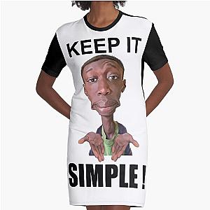 Khaby Lame Caricature Simple Graphic T-Shirt Dress