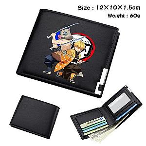 Kimetsu no Yaiba Store - Inosuke Hashibira Zenitsu Agatsuma Black Wallet Bifold Leather Demon Slayer Store