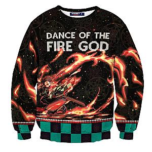 Kimetsu no Yaiba Sweatshirts - Dance Of The Fire God Unisex Wool Sweatshirt Demon Slayer Store