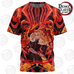 Kimetsu no Yaiba Store - Blazing Sword  Kyojuro  T-Shirt Kimetsu no Yaiba Merch Demon Slayer Store