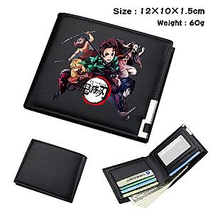 Kimetsu no Yaiba Store -  Black Wallet Bifold Leather Kimetsu no Yaiba Merch Demon Slayer Store