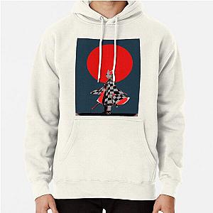 Kimetsu no Yaiba Hoodies - Tanjiro with mask and red moon Pullover Hoodie RB0708