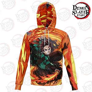 Kimetsu no Yaiba Hoodies - Tanjiro Kamado Fire Hoodie Kimetsu no Yaiba Merch Demon Slayer Store