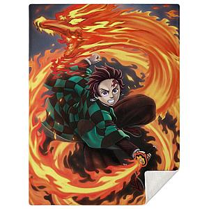 Kimetsu no Yaiba Store - Tanjiro Kamado Fire Microfleece Blanket Demon Slayer Store