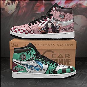 Kimetsu no Yaiba Shoes - Tanjiro &amp; Nezuko High Jordan Sneakers