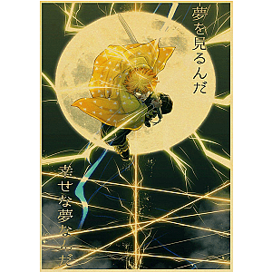 Kimetsu no Yaiba Poster  -  Zenitsu SixFold Demon Slayer Storeandise Demon Slayer Store