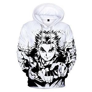 Kimetsu no Yaiba Hoodies -   Rengoku Black &amp; White Demon Slayer Storeandise Demon Slayer Store