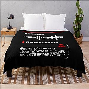 Kimi Raikkonen Get my gloves and steering wheel team radio message Dark Francesco Throw Blanket